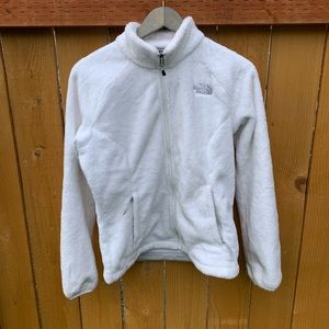 White Fuzzy Fleece North Face Zip Up Jacket Size M